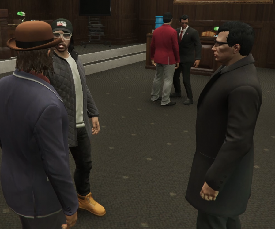 Mr Shadow, Mike Warner, and Patrick Sweeney meeting at the Court House